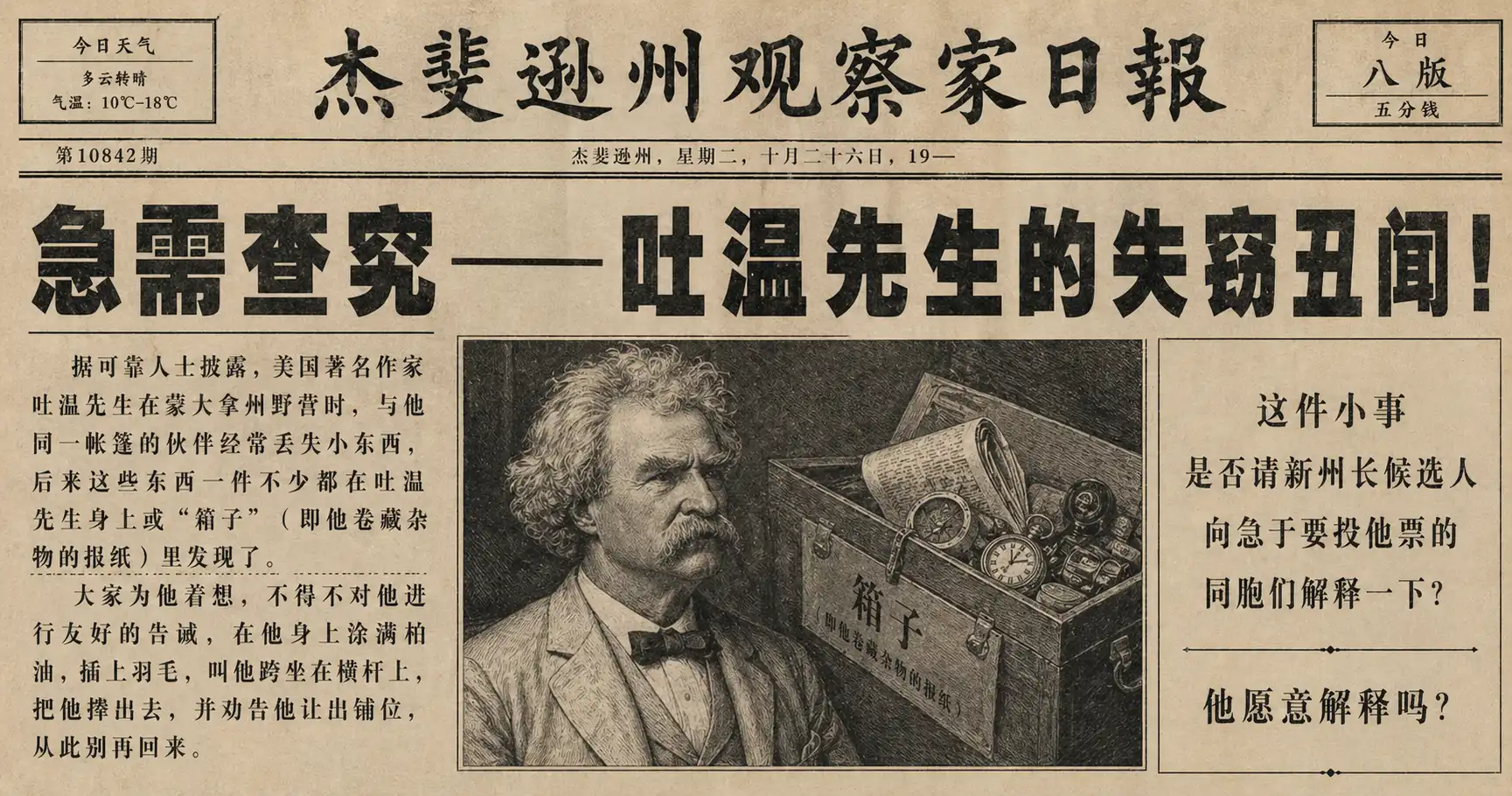 《竞选州长》 - 马克 · 吐温